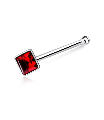 Square Stone Silver Bone Nose Stud NSKD-15